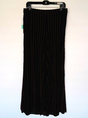 Liverpool Striped Velvet wide leg pants Size Large Burgundy & Black